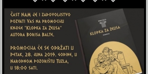 Najava promocije knjige “Klopka za Zeusa” autora Borisa Balte