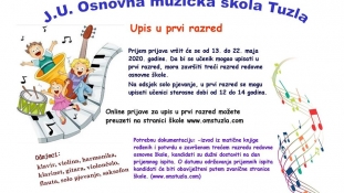 J.U. Osnovna muzička škola Tuzla vrši online prijave za upis u prvi razred