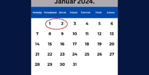 Povodom predstojećih novogodišnjih praznika neradni dani 1. i 2. januar 2024. godine