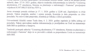 UKC Tuzla: Saopćenje za javnost