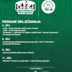 Program ”Dani sjećanja na žrtve genocida” od 4. do 11. jula u Vozući